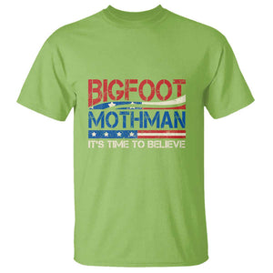 Funny Bigfoot Mothman T Shirt It's Time To Believe American Flag President Election TS11 Lime Print Your Wear