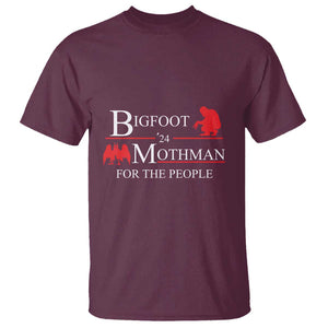 Funny Bigfoot Mothman'24 For The People T Shirt American Flag President Election TS11 Maroon Print Your Wear