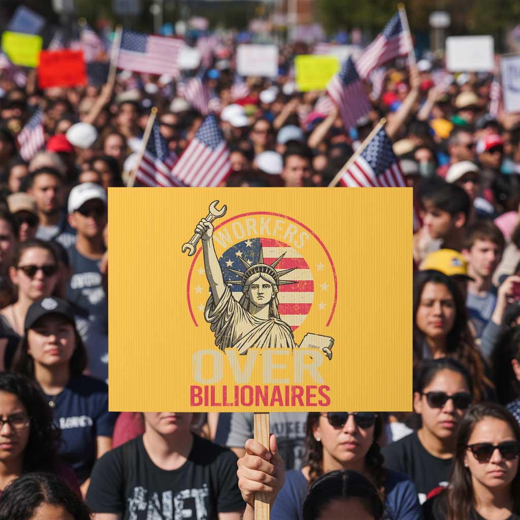 Workers Over Billionaires Protest Sign Social Justice Statue Of Liberty TS11 Horizontal 18