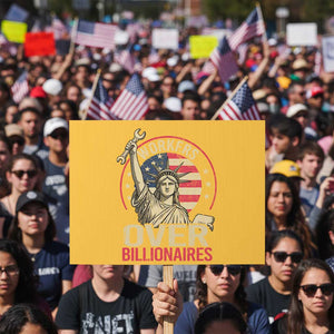 Workers Over Billionaires Protest Sign Social Justice Statue Of Liberty TS11 Horizontal 18" × 24" Yellow Print Your Wear