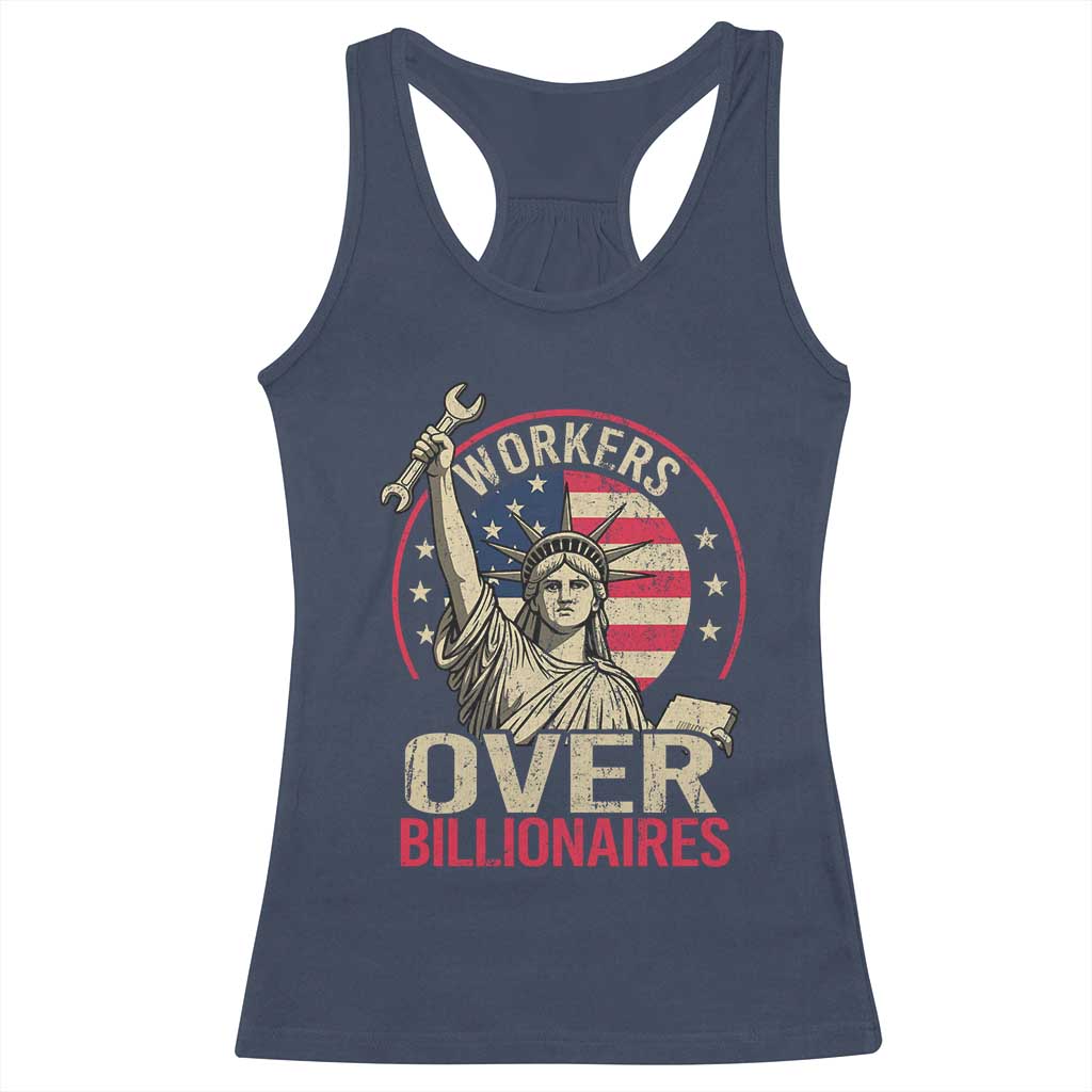 Workers Over Billionaires Racerback Tank Top Social Justice Statue Of Liberty TS11 Navy Print Your Wear