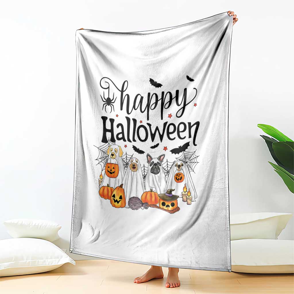 Happy Halloween Dog Ghost Spooky Season Throw Blanket TS11 Print Your Wear