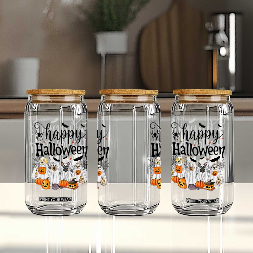 Happy Halloween Dog Ghost Spooky Season Glass Can TS11 Print Your Wear