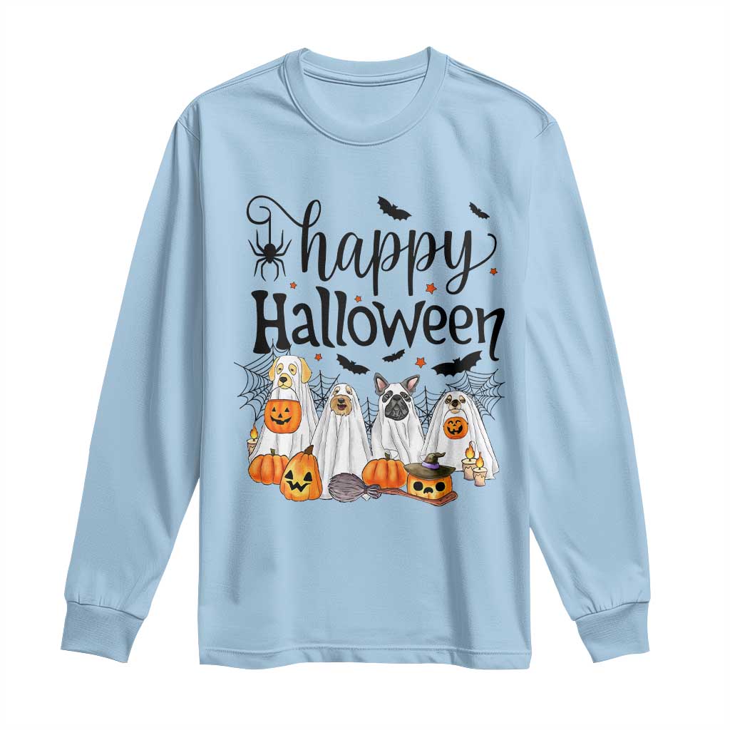 Happy Halloween Dog Ghost Spooky Season Long Sleeve Shirt TS11 Light Blue Print Your Wear