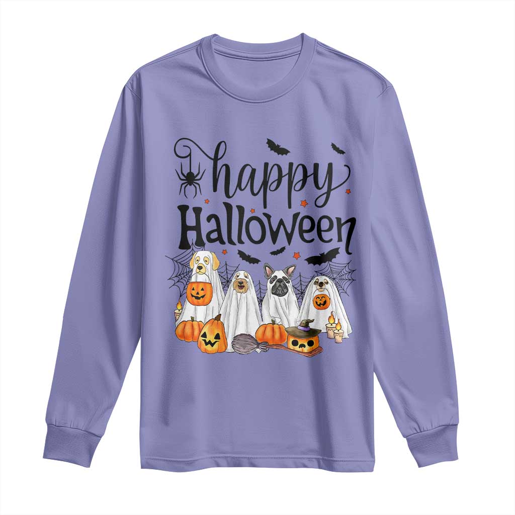 Happy Halloween Dog Ghost Spooky Season Long Sleeve Shirt TS11 Violet Print Your Wear