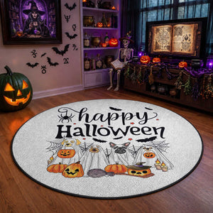 Happy Halloween Dog Ghost Spooky Season Round Rug