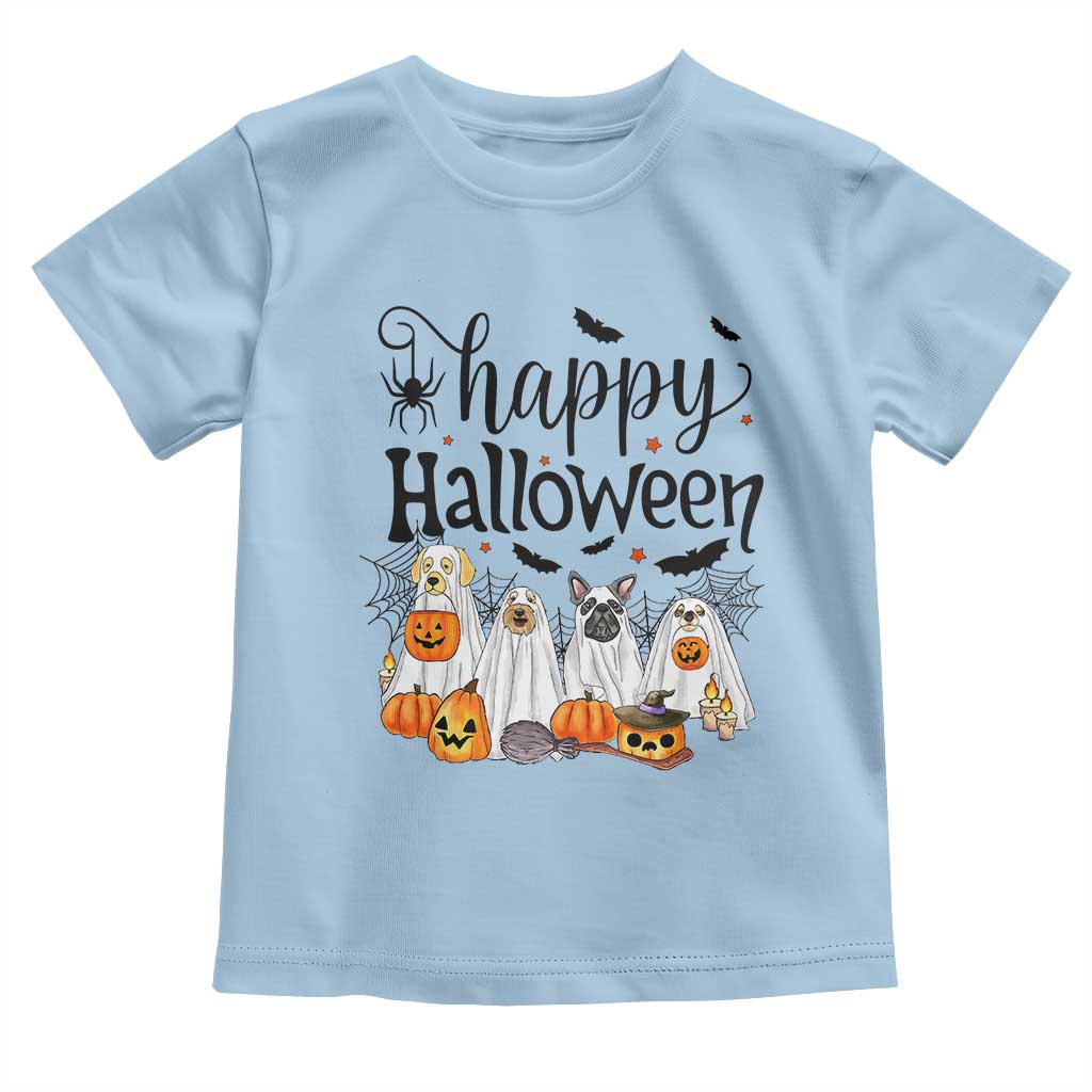 Happy Halloween Dog Ghost Spooky Season Toddler T Shirt TS11 Light Blue Print Your Wear