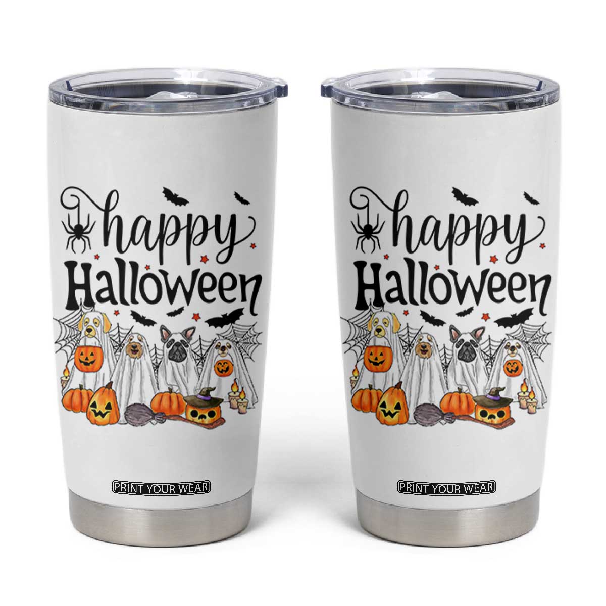 Happy Halloween Dog Ghost Spooky Season Tumbler Cup TS11 White Print Your Wear