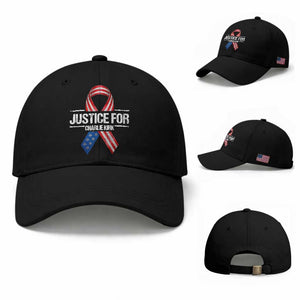 Justice For Charlie Kirk Baseball Cap Patriotic Tribute Human Rights Activist TS11 Baseball Cap Universal Fit Black Print Your Wear