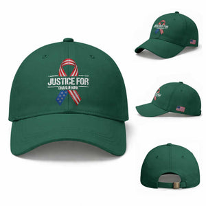 Justice For Charlie Kirk Baseball Cap Patriotic Tribute Human Rights Activist TS11 Baseball Cap Universal Fit Irish Green Print Your Wear