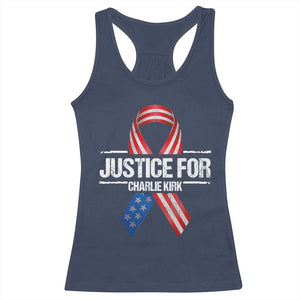 Justice For Charlie Kirk Racerback Tank Top Patriotic Tribute Human Rights Activist TS11 Navy Print Your Wear