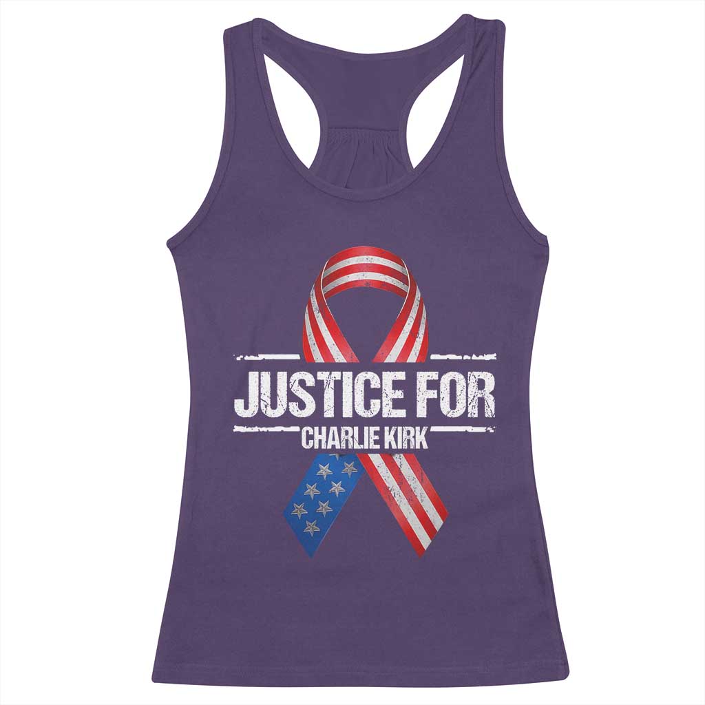 Justice For Charlie Kirk Racerback Tank Top Patriotic Tribute Human Rights Activist TS11 Purple Print Your Wear