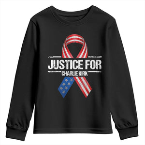 Justice For Charlie Kirk Youth Sweatshirt Patriotic Tribute Human Rights Activist TS11 Black Print Your Wear