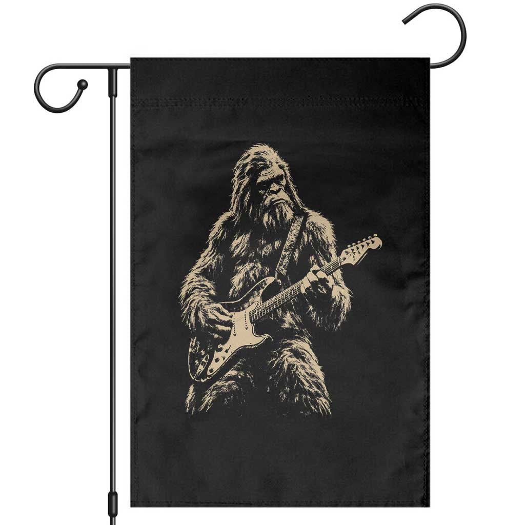 Vintage Bigfoot Playing Guitar Garden Flag Rock Music Band Sasquatch Lover