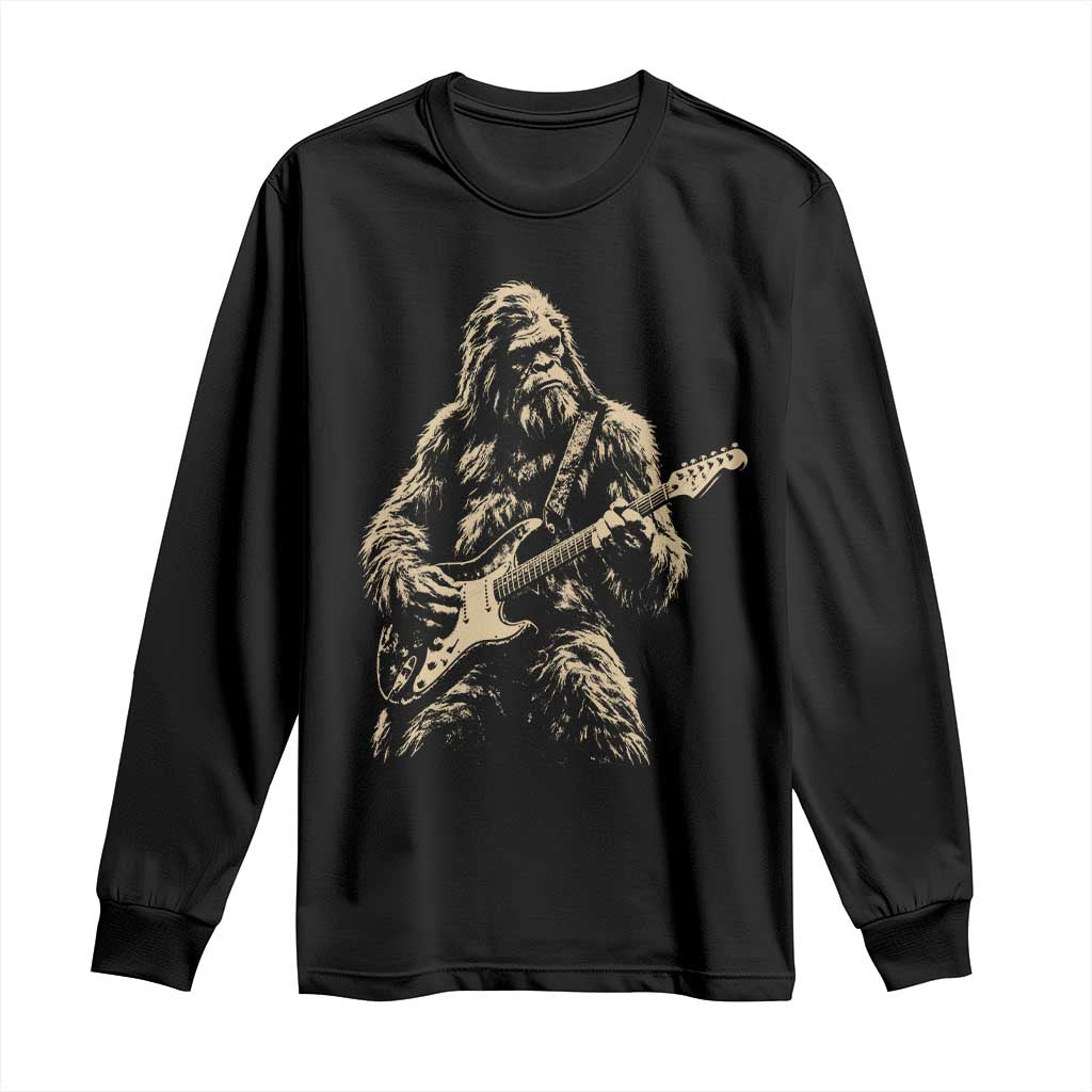 Vintage Bigfoot Playing Guitar Long Sleeve Shirt Rock Music Band Sasquatch Lover