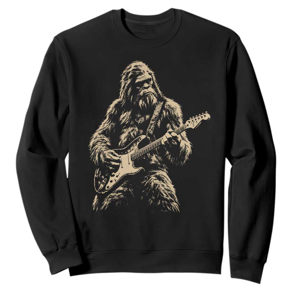 Vintage Bigfoot Playing Guitar Sweatshirt Rock Music Band Sasquatch Lover