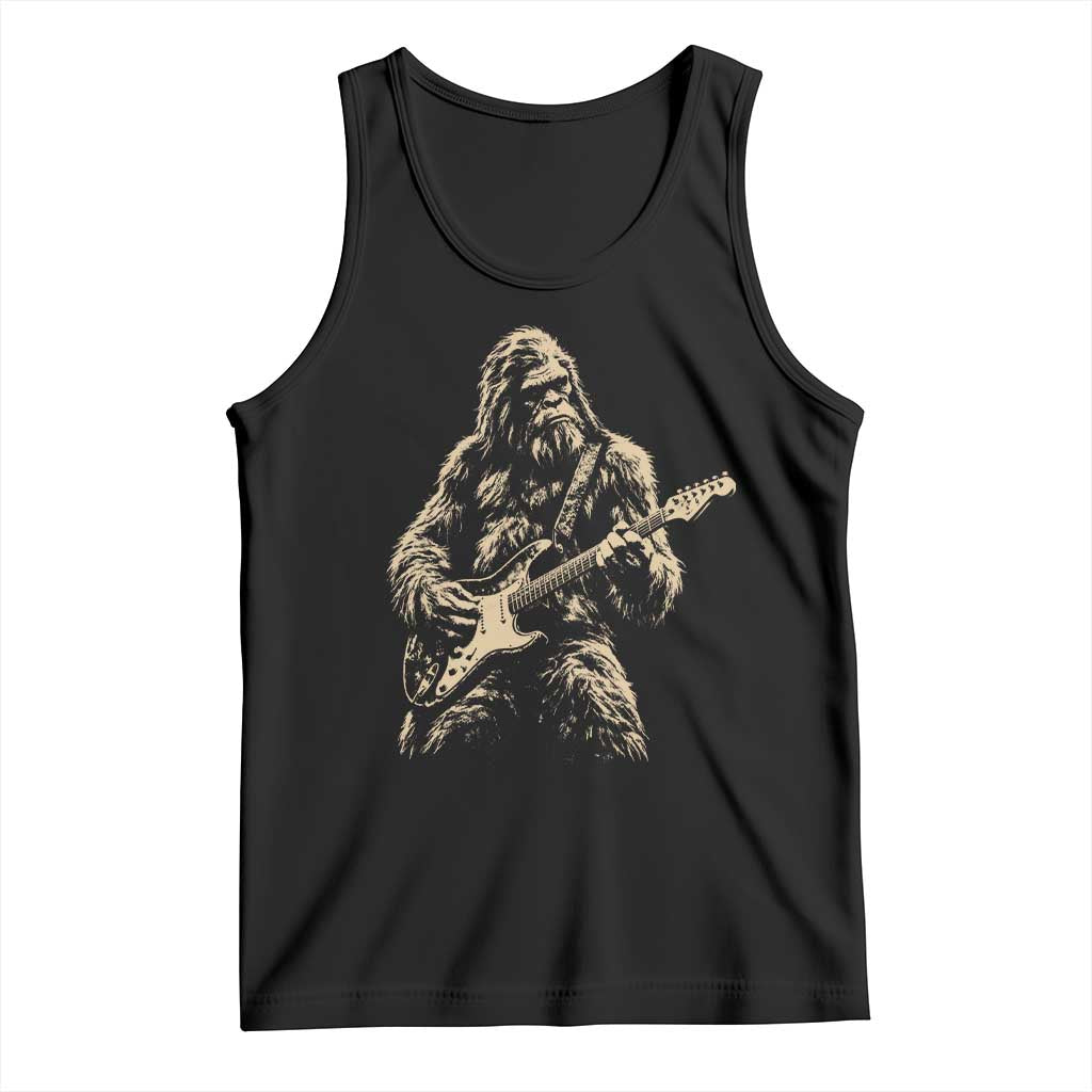 Vintage Bigfoot Playing Guitar Tank Top Rock Music Band Sasquatch Lover