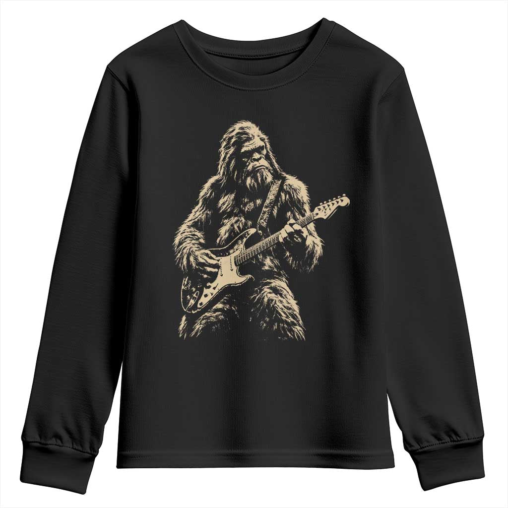 Vintage Bigfoot Playing Guitar Youth Sweatshirt Rock Music Band Sasquatch Lover