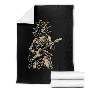 Vintage Medusa Playing Guitar Halloween Greek Mythology Throw Blanket