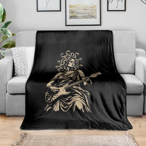 Vintage Medusa Playing Guitar Halloween Greek Mythology Throw Blanket