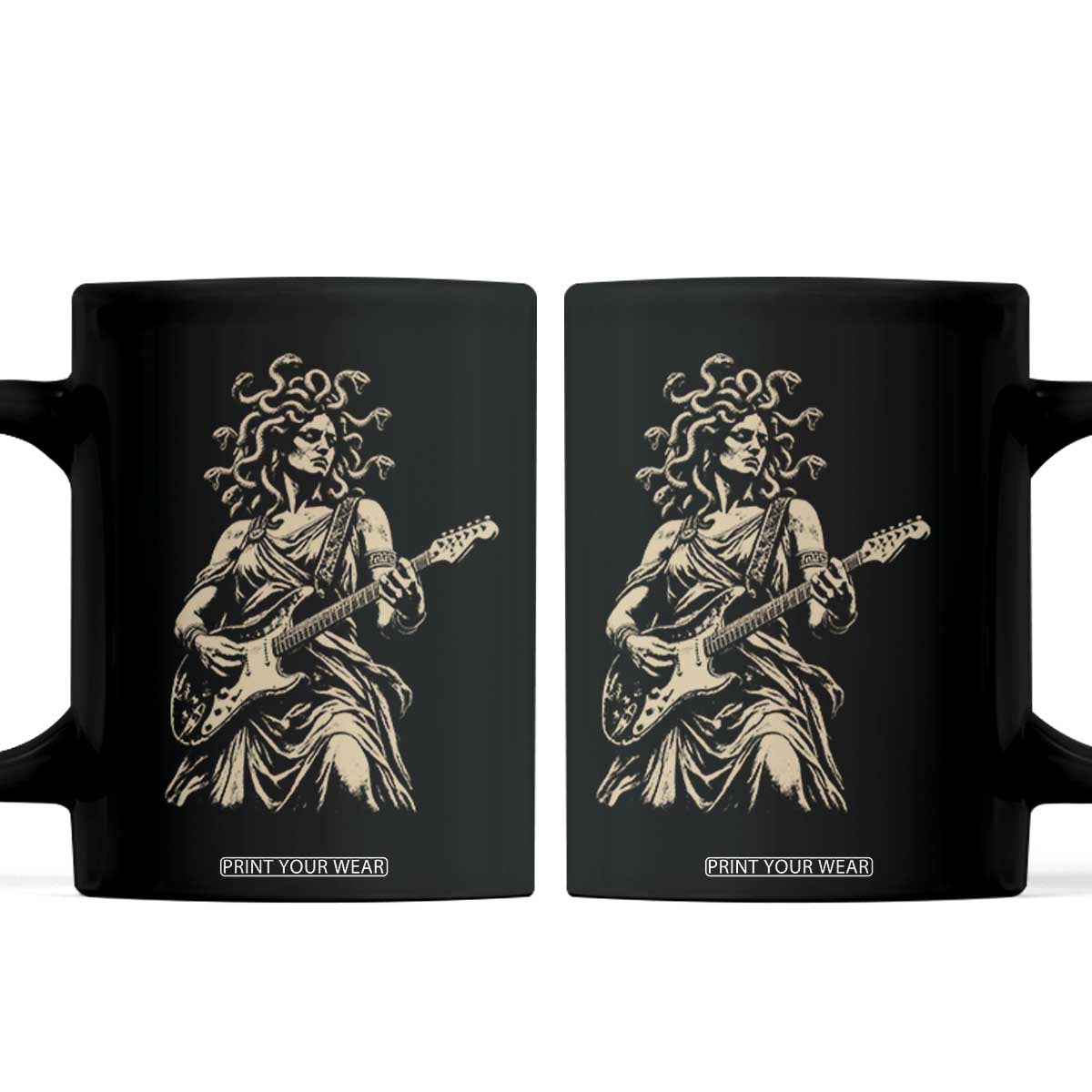 Vintage Medusa Playing Guitar Halloween Greek Mythology Coffee Mug