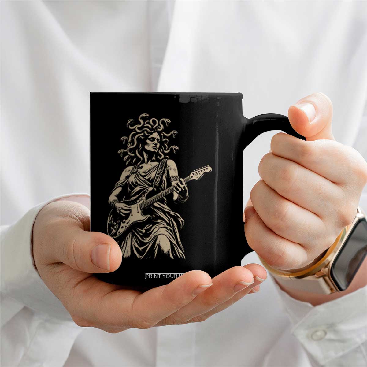 Vintage Medusa Playing Guitar Halloween Greek Mythology Coffee Mug