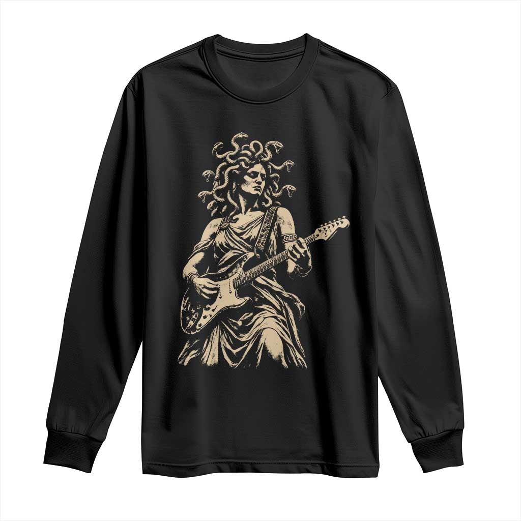 Vintage Medusa Playing Guitar Halloween Greek Mythology Long Sleeve Shirt