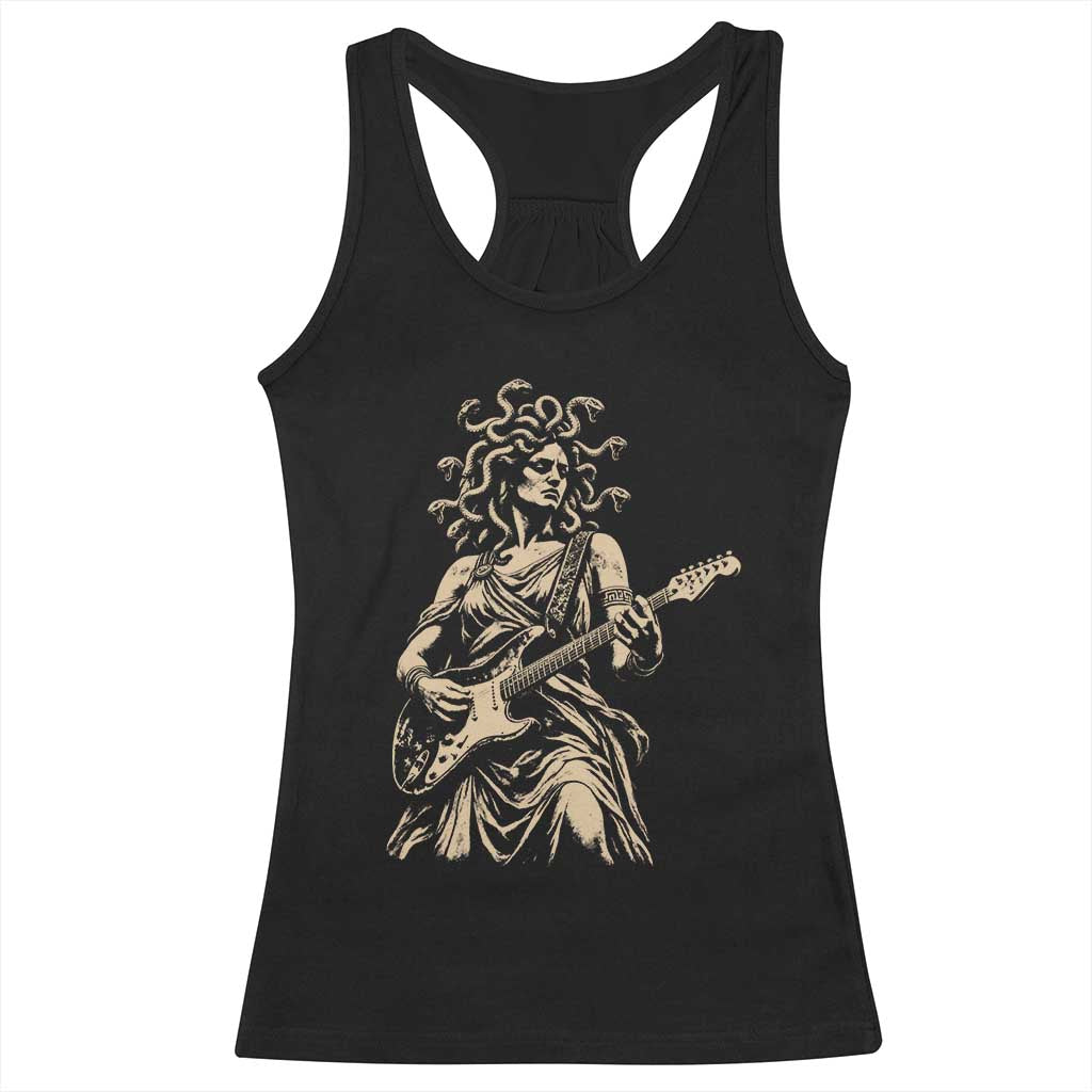 Vintage Medusa Playing Guitar Halloween Greek Mythology Racerback Tank Top