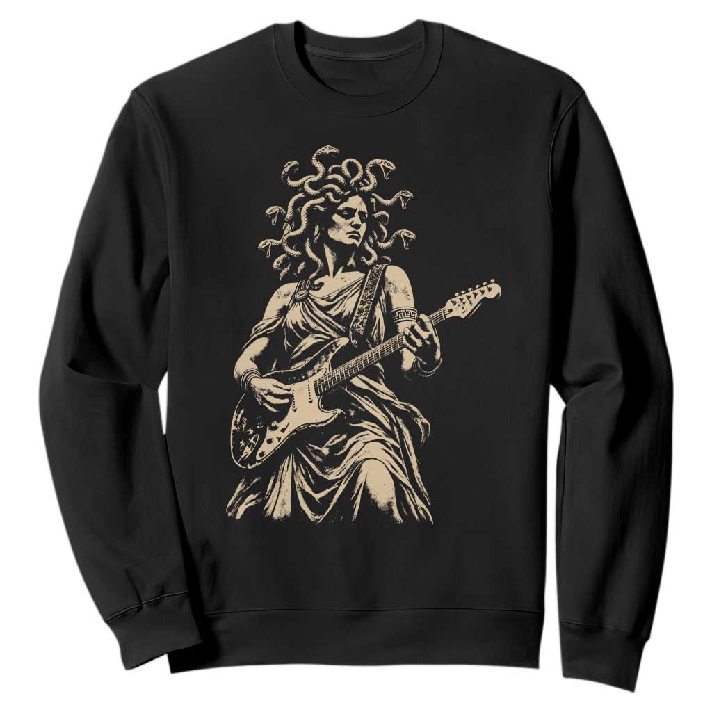 Vintage Medusa Playing Guitar Halloween Greek Mythology Sweatshirt
