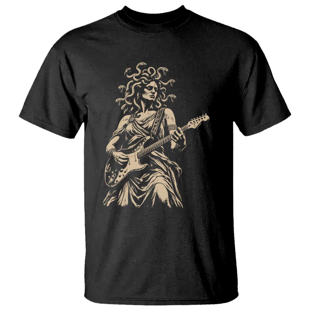 Vintage Medusa Playing Guitar Halloween Greek Mythology T Shirt