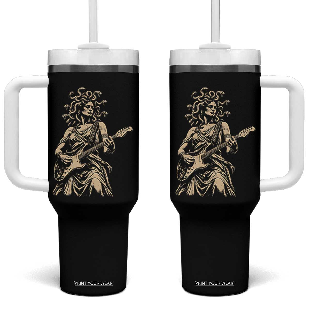 Vintage Medusa Playing Guitar Halloween Greek Mythology Tumbler With Handle