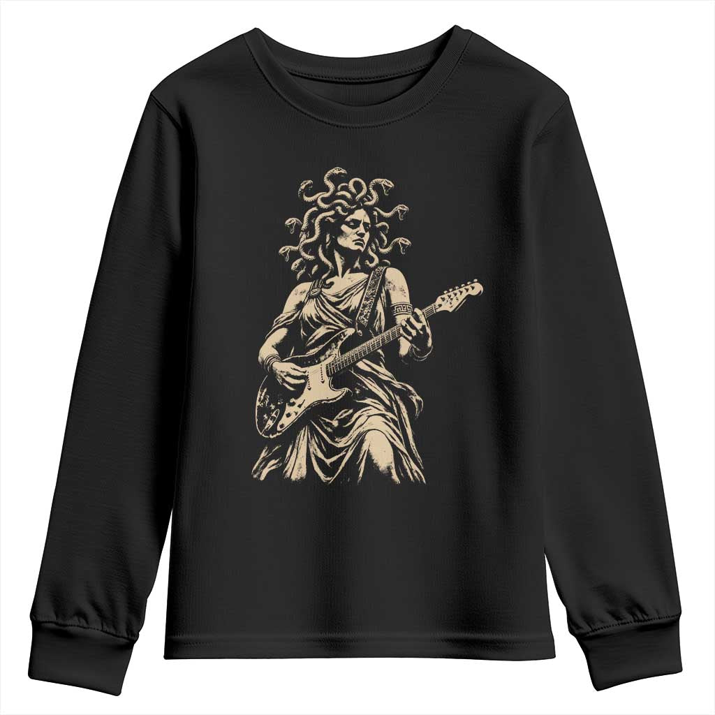 Vintage Medusa Playing Guitar Halloween Greek Mythology Youth Sweatshirt