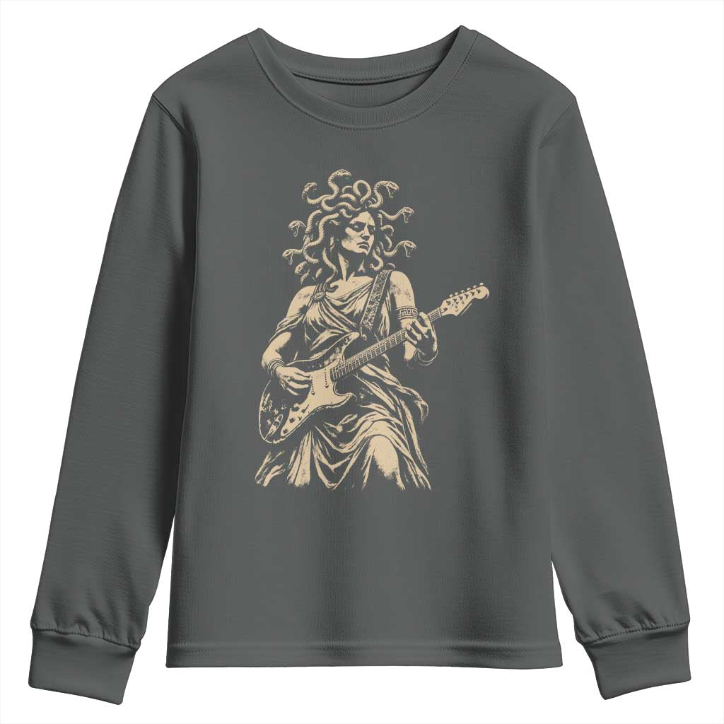 Vintage Medusa Playing Guitar Halloween Greek Mythology Youth Sweatshirt
