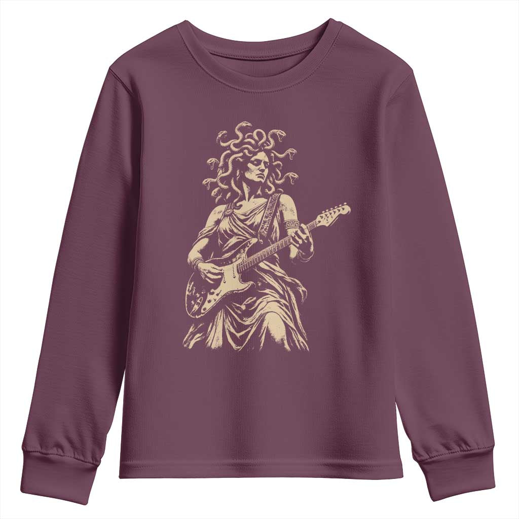 Vintage Medusa Playing Guitar Halloween Greek Mythology Youth Sweatshirt