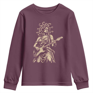 Vintage Medusa Playing Guitar Halloween Greek Mythology Youth Sweatshirt
