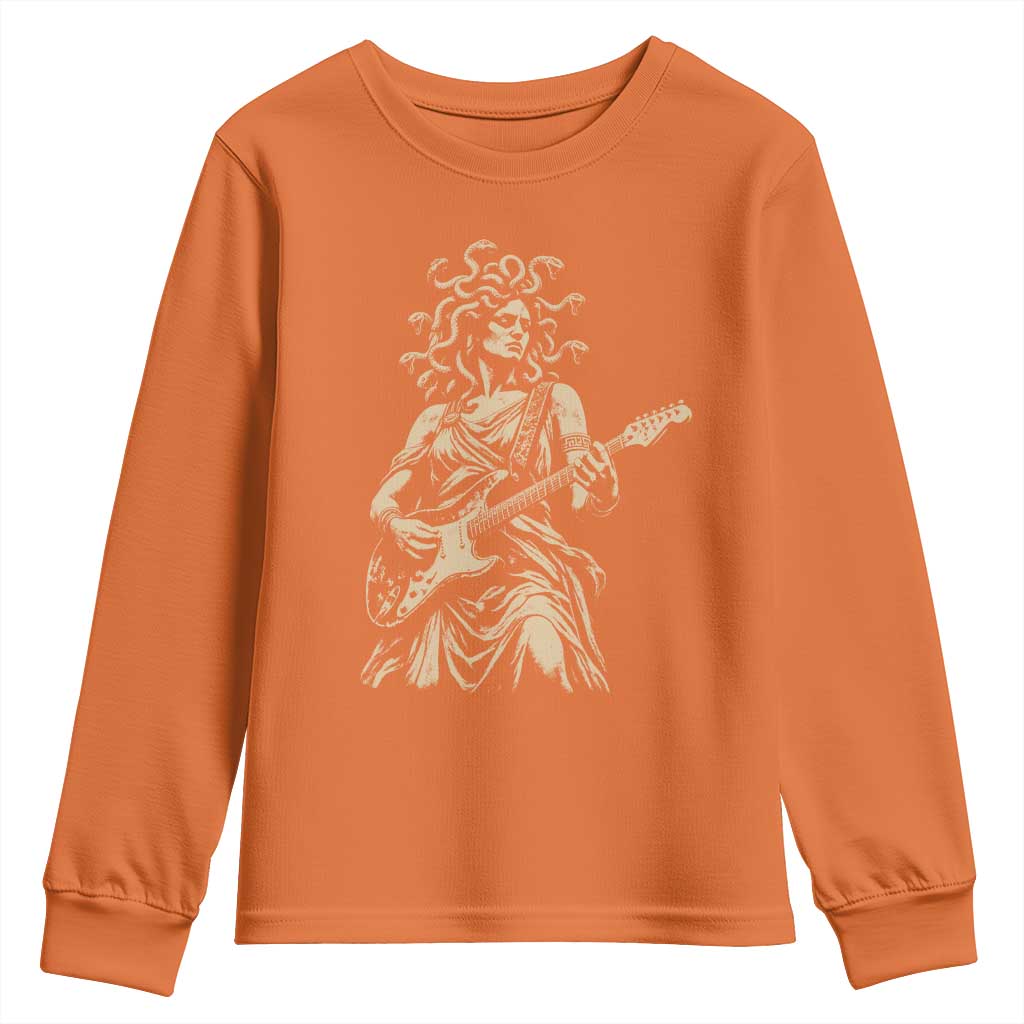 Vintage Medusa Playing Guitar Halloween Greek Mythology Youth Sweatshirt