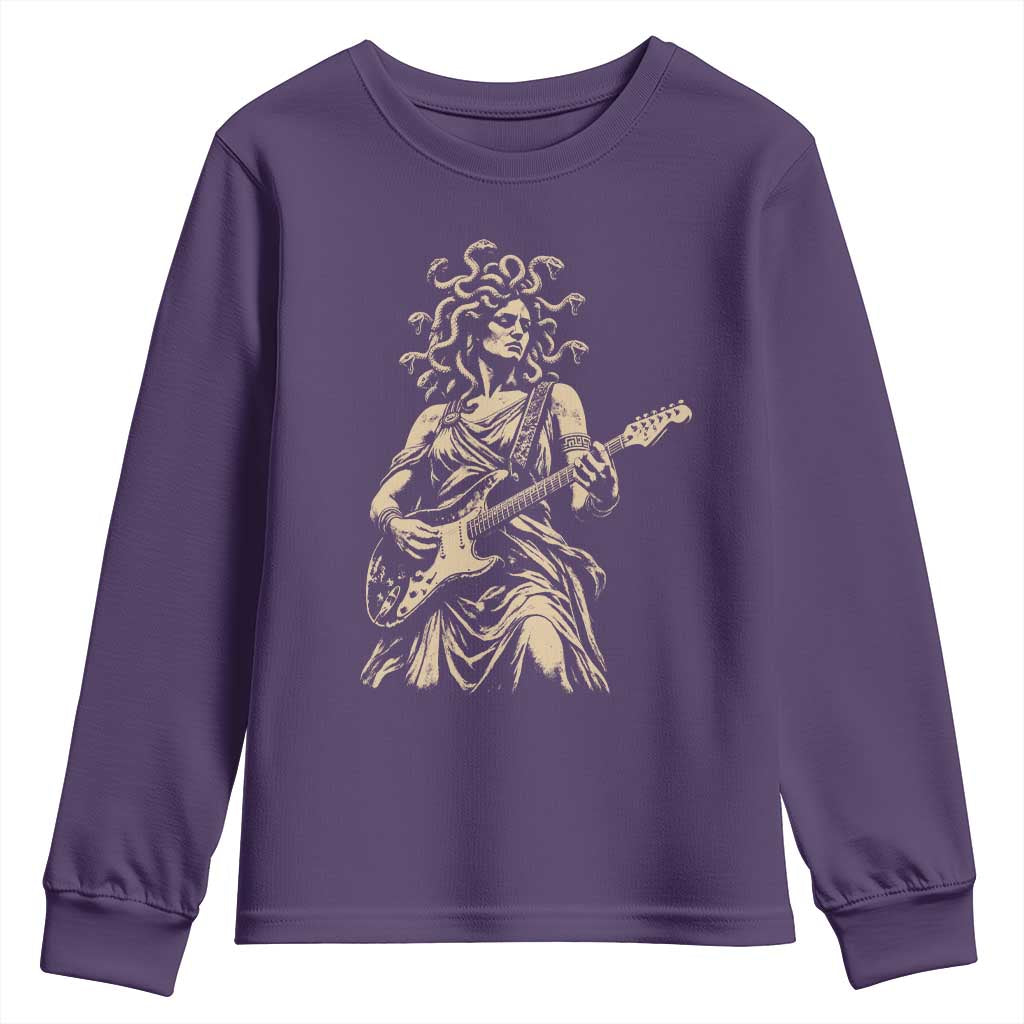 Vintage Medusa Playing Guitar Halloween Greek Mythology Youth Sweatshirt