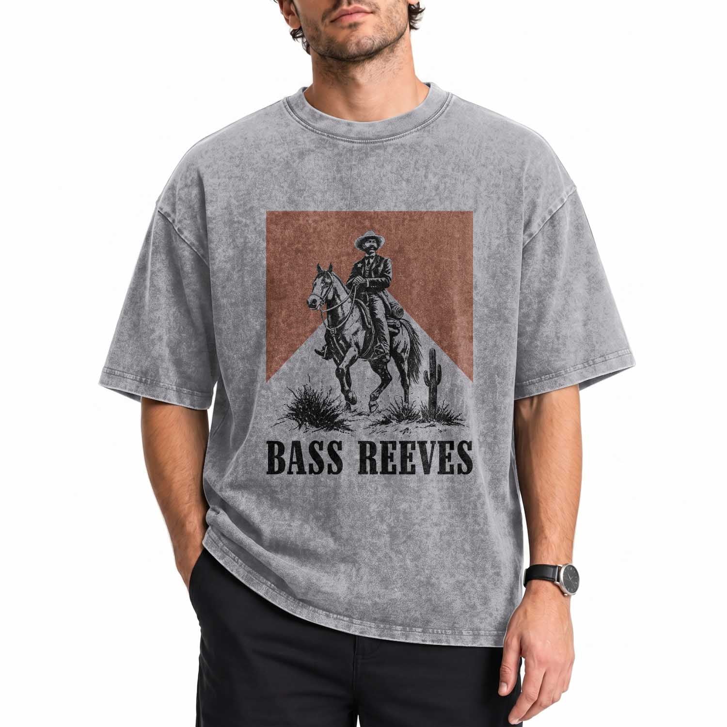 Bass Reeves Washed Cotton T-Shirt First Black Deputy US Marshal Western Cowboy