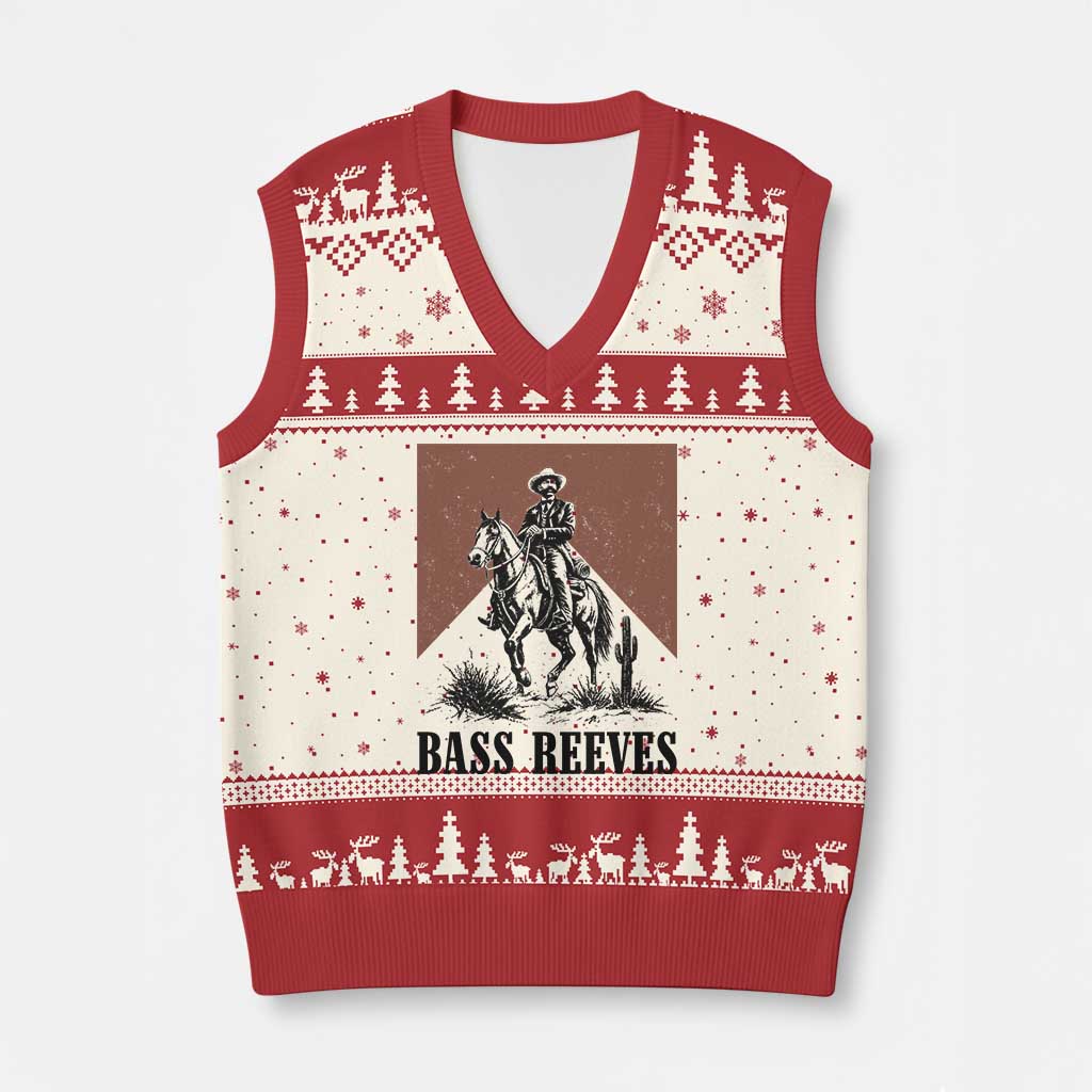Bass Reeves V-Neck Knit Sweater Vest First Black Deputy US Marshal Western Cowboy