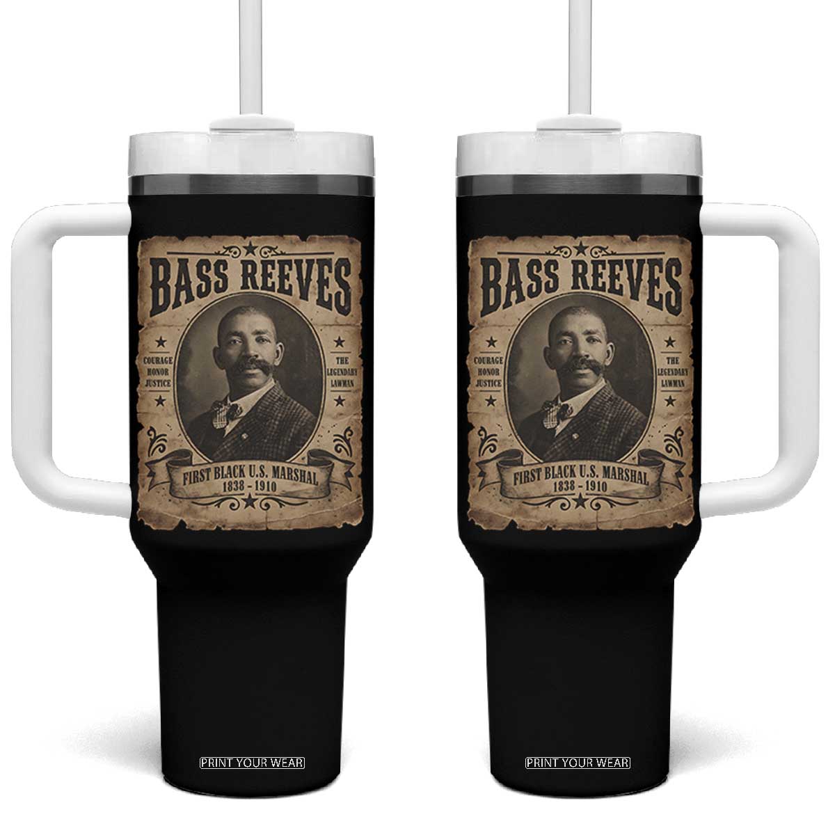 Bass Reeves Tumbler With Handle The Legendary Lawman and First Black Us Marshal Old West Style