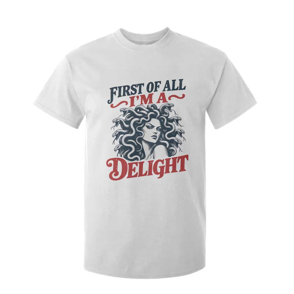 First of All I Am A Delight Funny Medusa Gorgon T Shirt For Kid Feminist Greek Mythology