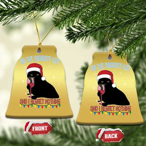 Funny Xmas Black Cat Christmas Ornament On The Naughty List And I Regret Nothing Candy Cane TS11 Bell Flake Gold Print Your Wear