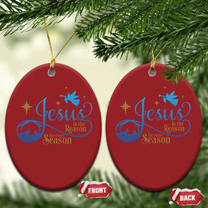 Jesus Is The Reason For The Season Christmas Ornament Nativity Scene TS11 Oval Red Print Your Wear