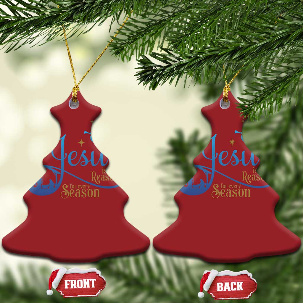 Jesus Is The Reason For The Season Christmas Ornament Nativity Scene TS11 Christmas Tree Red Print Your Wear