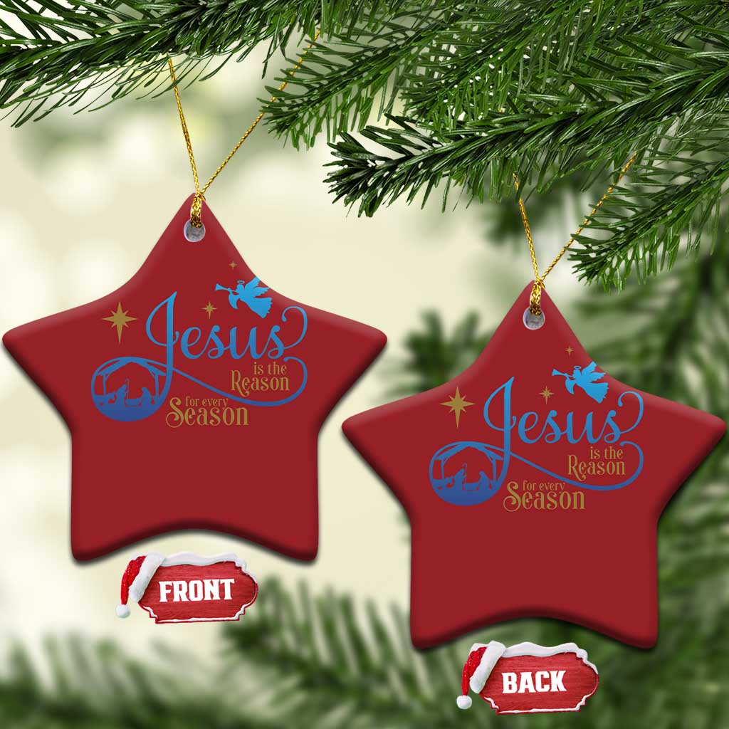 Jesus Is The Reason For The Season Christmas Ornament Nativity Scene TS11 Star Red Print Your Wear