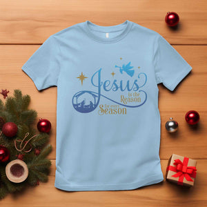 Jesus Is The Reason For The Season T Shirt Nativity Scene TS11 Light Blue Print Your Wear