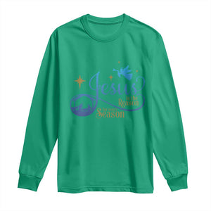 Jesus Is The Reason For The Season Long Sleeve Shirt Nativity Scene TS11 Irish Green Print Your Wear