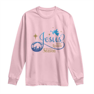 Jesus Is The Reason For The Season Long Sleeve Shirt Nativity Scene TS11 Light Pink Print Your Wear