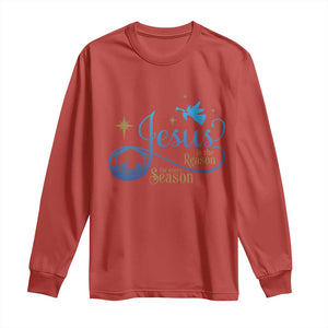 Jesus Is The Reason For The Season Long Sleeve Shirt Nativity Scene TS11 Red Print Your Wear