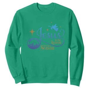 Jesus Is The Reason For The Season Sweatshirt Nativity Scene TS11 Irish Green Print Your Wear